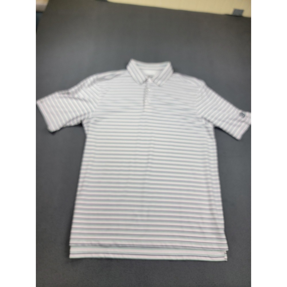 Straight Down Polo Shirt Mens XL Pastel Stripe Performance Golf Stretch‎ Knit